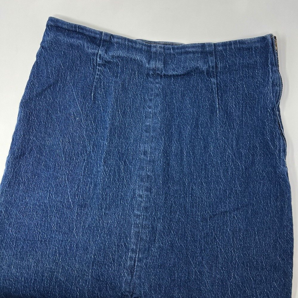 J. Crew Denim Midi Skirt Jean Women Size 32 Front Slit‎ Pencil Dark Wash
